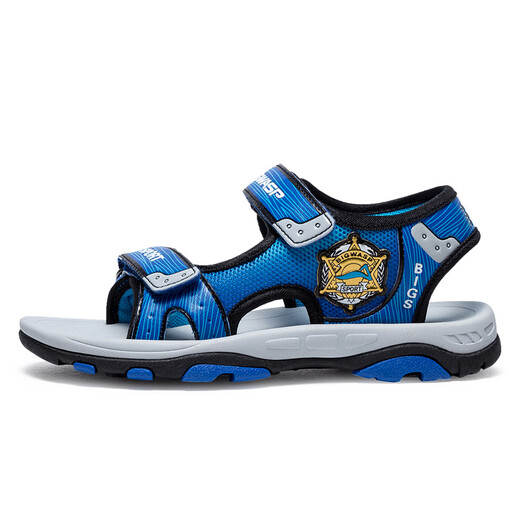 BIG WASP boys' sandals new trendy Korean style primary school students summer children's beach shoes middle and older children 8099 blue 37