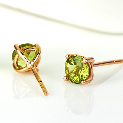 Lescreation Lisa jewelry peridot earrings rose gold gemstone earrings for men and women colored gemstones 18K gold 1.1 carat peridot earrings