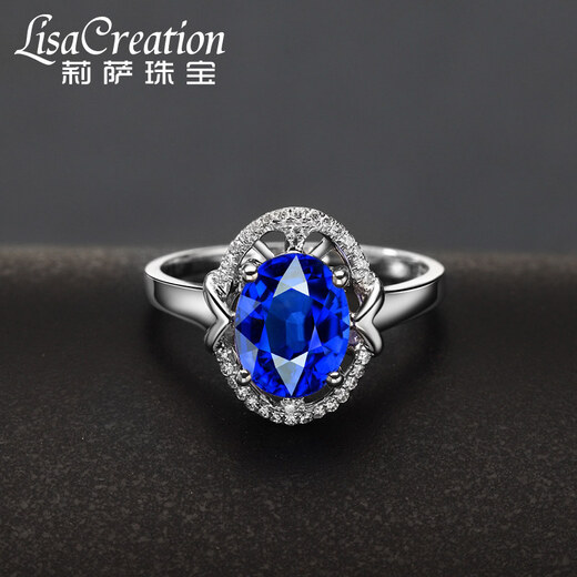 Lescreation Lisa Jewelry Natural Tanzanite Diamond Colored Gemstone Ring White 18K Gold Set with 5A Blue Gemstone 2.0 Carat Tanzanite Diamond Ring 4A Level