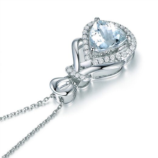 Millai Jewelry 2.3 carat natural aquamarine pendant for women 18K gold diamond colored gemstone necklace as a birthday gift for girlfriend, including necklace