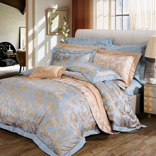 Fuanna Home Textiles Bed четырехсективные набор высококлассных жаккардовых двойных роскошных подарочных постельных принадлежностей [Европейская легкая роскошная жаккарда] Watts 1,8-метровая лист (Quin Cover 230*229 см)