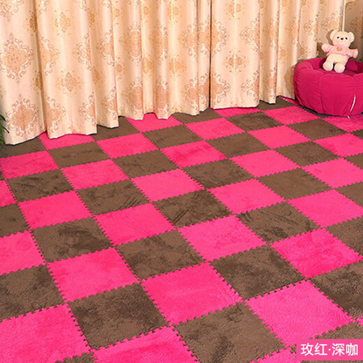 Zhengba splicing carpet suede foam puzzle carpet non-slip thickened living room foyer children's bedroom bedside splicing carpet tatami pink