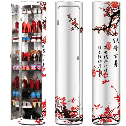 Tiancheng Huaxin Creative Rotating High-end Shoe Cabinet Дом в китайском стиле круглый 360 вращающийся шкаф для обуви Большой многослойный шкаф для хранения с дверью ZG-841 Феттинг-зеркал модель 40 Диаметр 13-слойной высоты 197 см (с дверью)