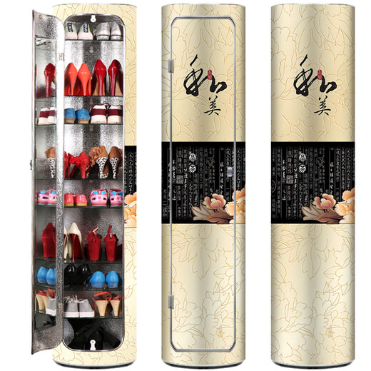 Tiancheng Huaxin Creative Rotating High-end Shoe Cabinet Дом в китайском стиле круглый 360 вращающийся шкаф для обуви Большой многослойный шкаф для хранения с дверью ZG-841 Феттинг-зеркал модель 40 Диаметр 13-слойной высоты 197 см (с дверью)
