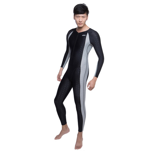 NSA Unisex Second Generation Shark Skin Sun Protection Waterproof Mother Full Body One Piece Warm Swimsuit 553 Black + Shark Skin Swimming Cap M (1.55m/85Jin Jin is equal to 0.5kg)