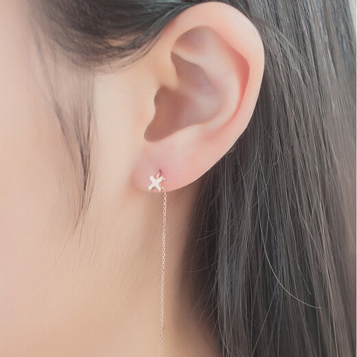 Ming brand jewelry 18K gold color rose gold simple fashionable temperament ear wire earrings for women pricing straight ear wire CSH0029 about 0.42-0.54 grams K gold