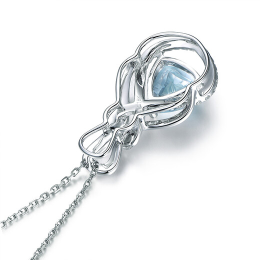 Millai Jewelry 2.3 carat natural aquamarine pendant for women 18K gold diamond colored gemstone necklace as a birthday gift for girlfriend, including necklace