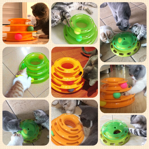 Cat toy orange cat funny cat toy ball educational interactive fun removable pet cat carousel cat toy round three-layer cat toy cat carousel orange model