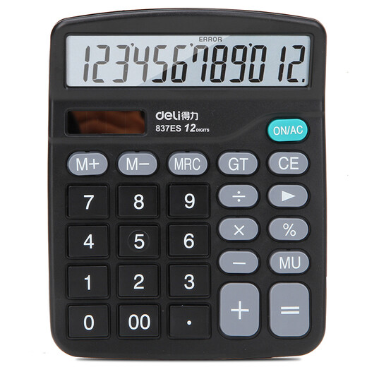 
Deli Office Calculator Desktop universal 12-bit large screen large button solar dual power computer non-voice office stationery supplies [classic] non-voice + dual power supply (battery delivery) 837ES