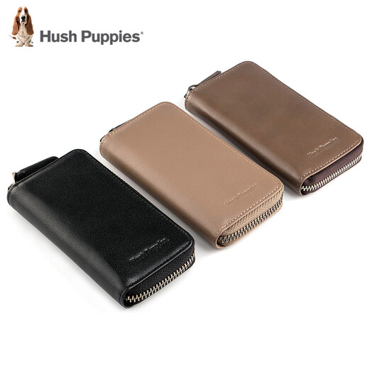 暇步士（Hush Puppies）男士钥匙包真皮多功能卡包钥匙包女零钱包钥匙包家用钥匙扣 浅灰287B