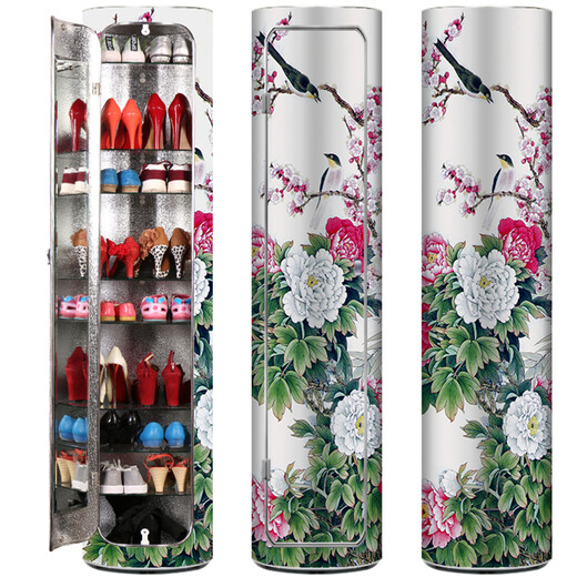 Tiancheng Huaxin Creative Rotating High-end Shoe Cabinet Дом в китайском стиле круглый 360 вращающийся шкаф для обуви Большой многослойный шкаф для хранения с дверью ZG-841 Феттинг-зеркал модель 40 Диаметр 13-слойной высоты 197 см (с дверью)