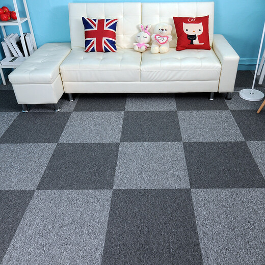 J Tapis tapis Bureau de bureau carrés de tapis épissés de salon complet Salle Home Commercial Company PVC grande zone 902 Pack de 4 pièces gris foncé 50 * 50cm / pièce