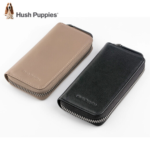 暇步士（Hush Puppies）男士钥匙包真皮多功能卡包钥匙包女零钱包钥匙包家用钥匙扣 浅灰287B