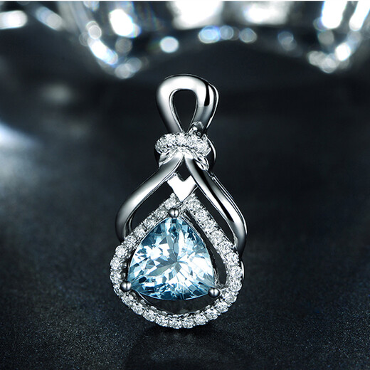 Millai Jewelry 2.3 carat natural aquamarine pendant for women 18K gold diamond colored gemstone necklace as a birthday gift for girlfriend, including necklace