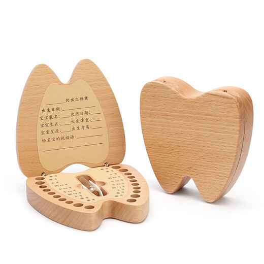 Original intention baby teeth box girl baby teeth commemorative box boy teeth collection box teeth saving box baby year old gift beech wood regular style (Zodiac pig)
