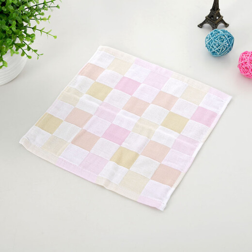 Wenlian square towel, children's towel, male and female baby sweat towel, saliva towel, baby cleansing towel, baby soft absorbent towel, hand towel, small pink yellow