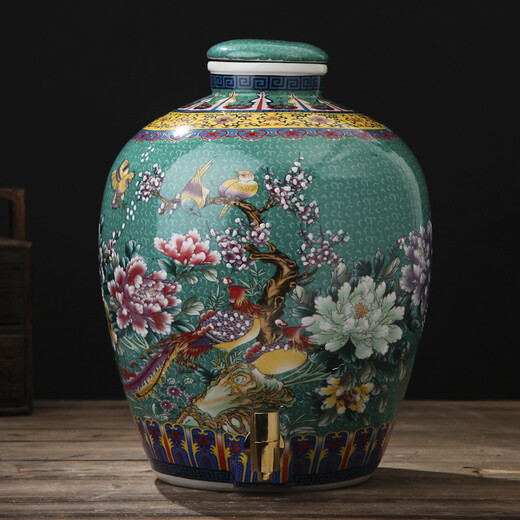 Junxiang Jingdezhen ceramic wine jar wine jar with faucet wine bottle soaking wine jar wine storage jar 10 Jin Jin equals 0.5 kg 20 Jin Jin equals 0.5 kg 30 Jin Jin equals 0.5 kg 50 Jin Jin equals 0.5 kg Packed with sealing cover green (with faucet) 50 Jin Jin equals 0.5 kg Packed