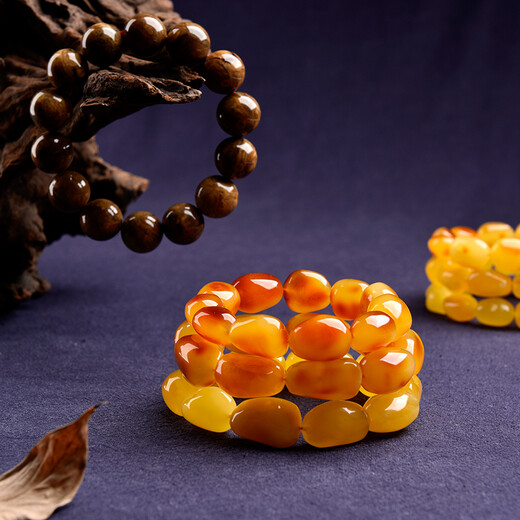 OUCERNY beeswax bracelet for women, natural raw stone, Baltic chicken oil, yellow and red honey, men's amber bracelet, unique product A8220