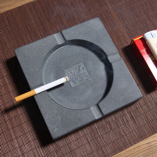 Stonemason Tongfeng Wujin stone ashtray, tea ceremony tea tray and tea table retro ornaments, customized Chinese carved tea pet, stone creative ashtray 2 pieces