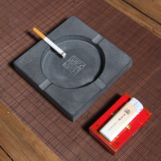 Stonemason Tongfeng Wujin stone ashtray, tea ceremony tea tray and tea table retro ornaments, customized Chinese carved tea pet, stone creative ashtray 2 pieces