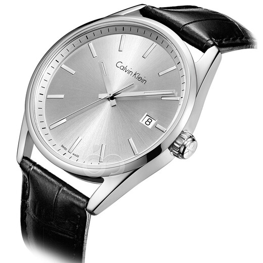 CK CalvinKlein watch FORMALITY series men's watch silver plate black belt quartz watch K4M211C6
