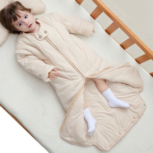 Bamile Baby Sleeping Bag, Children's Anti-Kick Quilt, Baby's Removable Sleeves, Extended Color Cotton Autumn and Winter Blanket, Thick Autumn and Winter Style, 0-20 Degrees, 130CM (Total Length of Sleeping Bag, Suitable for 1-5 Years Old Baby)