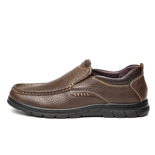 Mulinsen (MULINSEN) business men's shoes, daily simple casual shoes, office cowhide leather shoes, breathable middle-aged dad's shoes, dark brown, size 41 SL77342