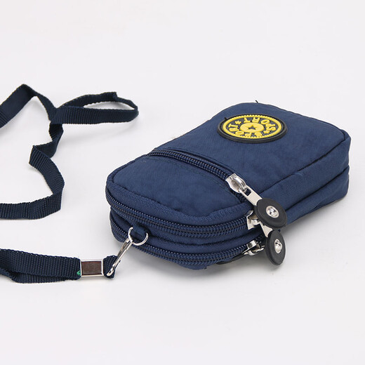 Tuzun three-layer waterproof wrist and arm bag, multi-functional mobile phone coin purse, children and the elderly hanging neck bag _Colorful twill