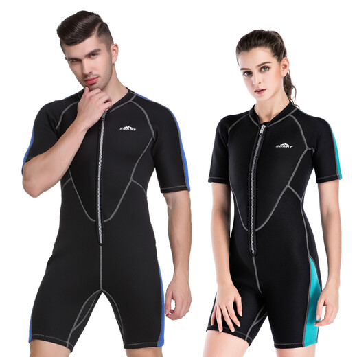 SBART 2mm thickened wetsuit winter swimsuit one-piece waterproof mother-in-law warm snorkeling deep diving thickened wetsuit surfing suit 1105 black with blue S