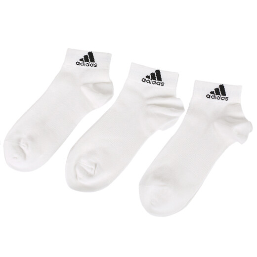 Adidas阿迪达斯袜子男袜女袜三双装四季常规短筒袜浅口运动袜低跟袜子 白色/JC9273/三双装 L(建议42-46码)