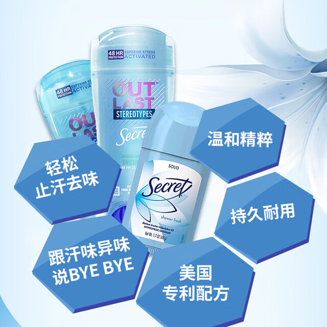 SECRET antiperspirant 14g portable long-lasting antiperspirant, odor-reducing and refreshing