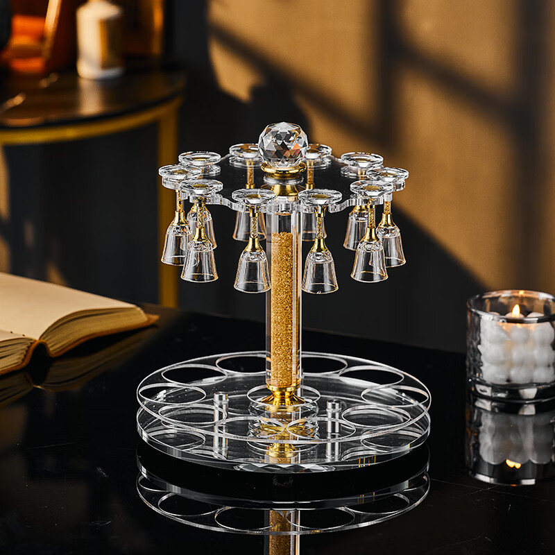 Vitmano creative rotating 10 pots and 10 cups crystal cup holder wine glass storage upside down rack 6 pots and 6 cups wine divider rack set rack 10 pots and 10 cup holders Elk cup holder