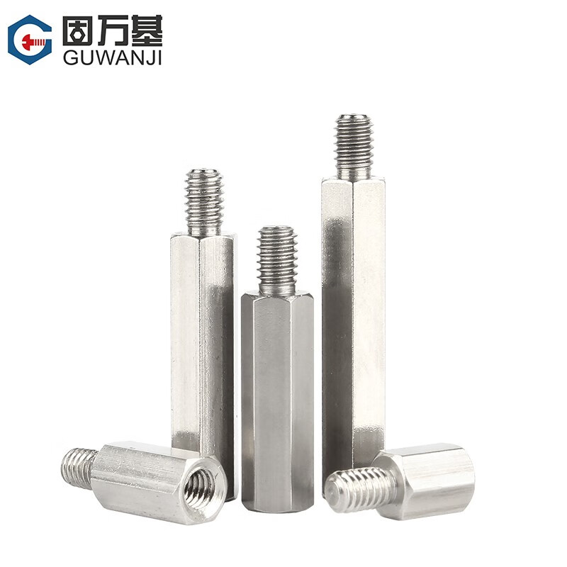 Guwanji 304 stainless steel single-head hexagonal stud single-pass support isolation column chassis motherboard copper column screw connection column M4x16+6 5 pieces