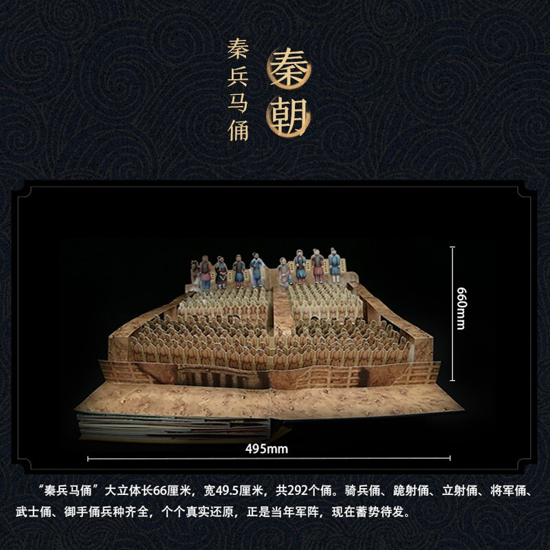 <Open History> 3D three-dimensional flip-book book for teenagers 3-6 years old to understand history interest book 7-10 years old (green printing) Shanghai Museum curator recommended gift box giant children's science pop-up book to reveal the mysterious and strange ancient civilization