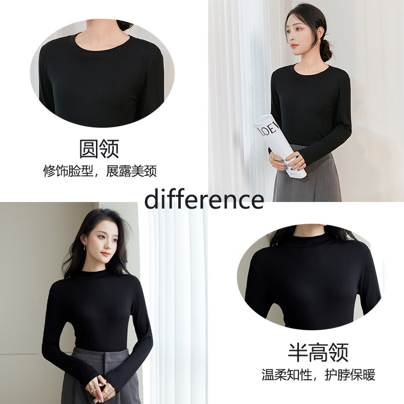 Langsha (langsha) bottoming shirt for women with spring and autumn slim round neck long-sleeved mask t-shirt for women simple tops trendy