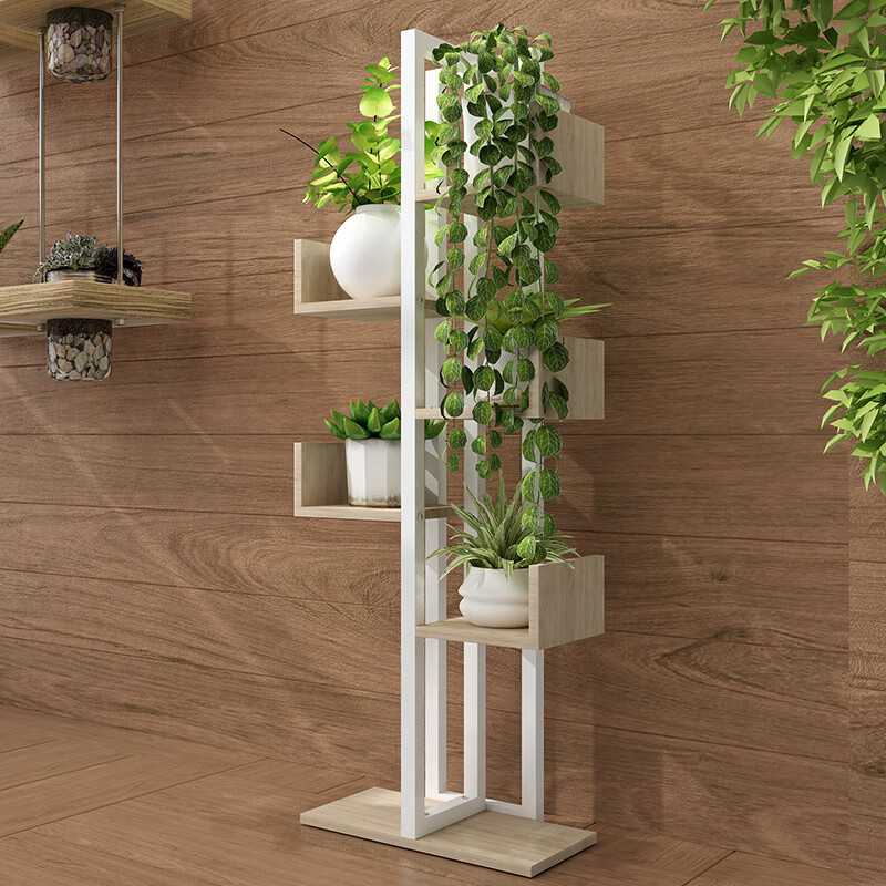 Shuali bookshelf tree-shaped multi-layer storage flower pot rack balcony flower rack six-layer primary color SL17102Z