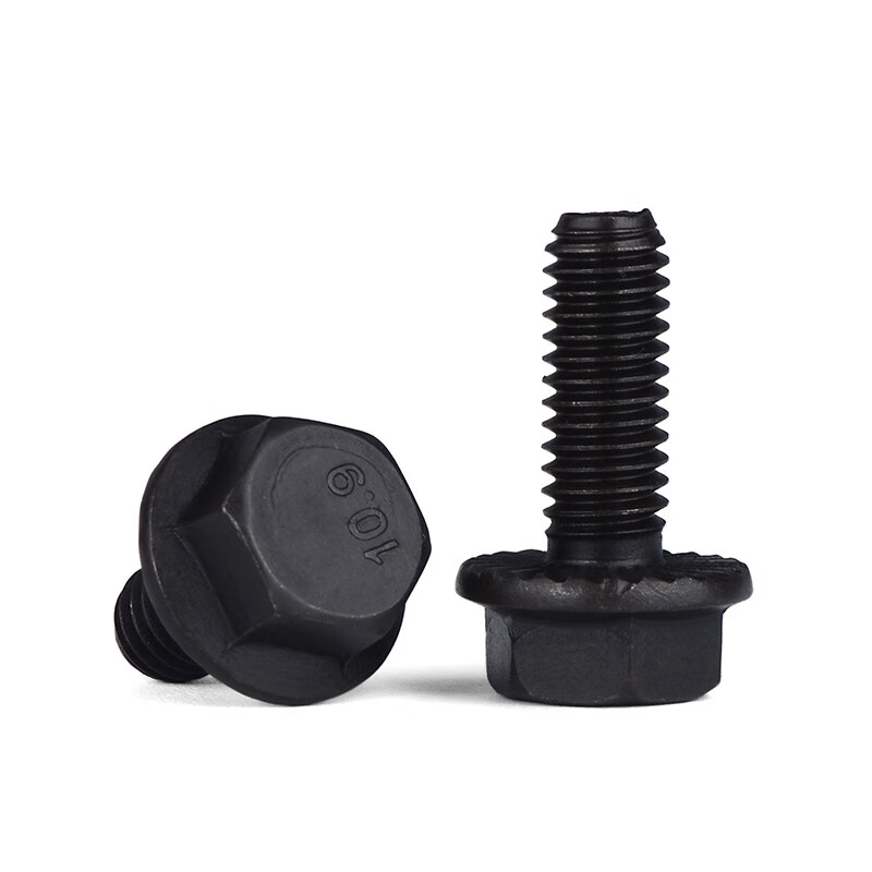 JINGGONG Grade 10.9 black toothed external hexagonal padded flange screw bolts External hexagonal padded bolts M5-16 M6x10 10 pieces