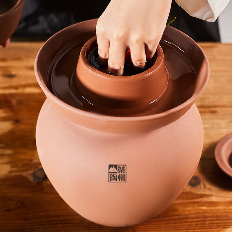 Rongzhou pottery unglazed Sichuan pickle jar thickened household old-fashioned Rongxian earthenware pickle jar ceramic jar 25 15 catties unglazed pickle jar (with inner lid) 1 piece 15L