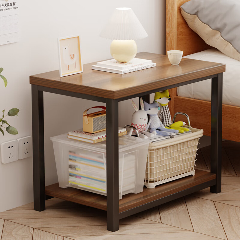 Zhuobo coffee table living room side table tea table tea cabinet storage rack bedside table bedside table CJ11 walnut color 60*40cm