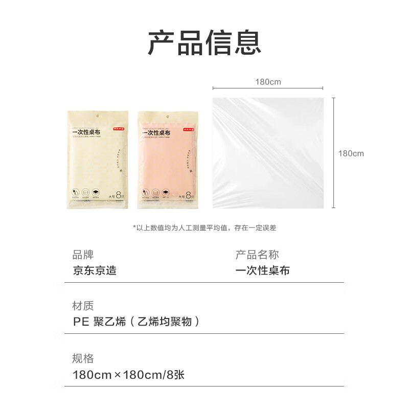 Made in Tokyo, disposable tablecloth, rectangular large thickened barbecue camping transparent tablecloth 180 180cm 8 sheets