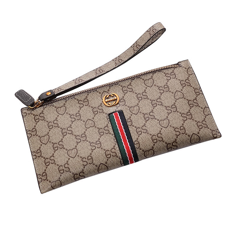 CALCULAT&KEEN Multifunctional Long Men's and Women's 2025 New Universal Wallet Zipper Business Clutch Thin Multi-Card Slot Wallet Trendy Apricot