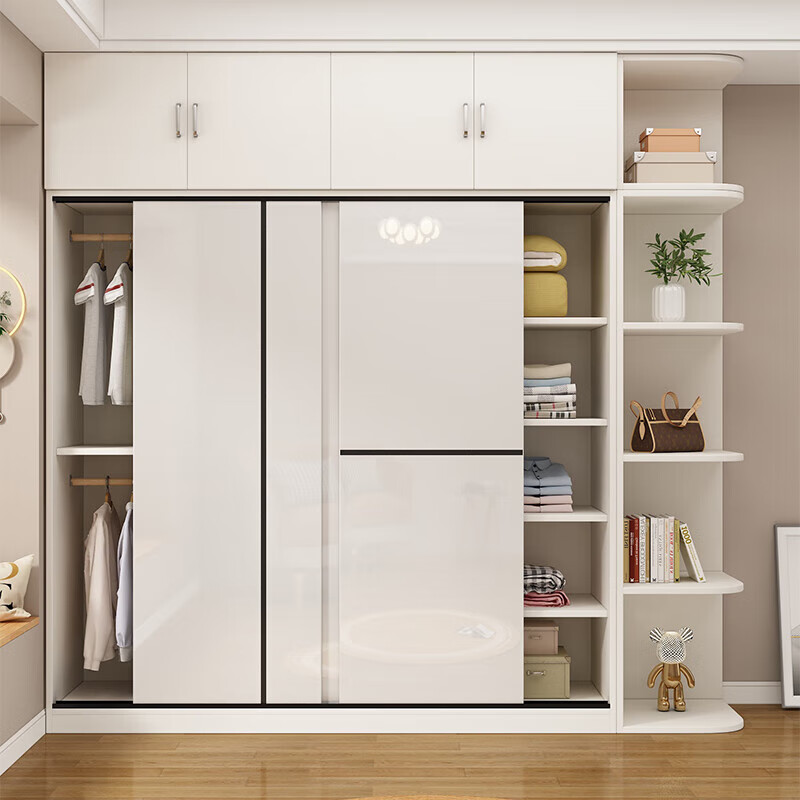 Yidian Yishu Wardrobe Home Bedroom Sliding Door Rental House Modern Simple Sliding Door Cabinet Simple Assembly Wardrobe Length 100 Width 50 Height 200 Main Cabinet Door-to-Door Delivery