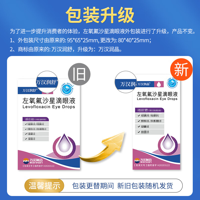 Wanhan Runjing Levofloxacin Eye Drops (5ml 24.4mg)*5ml*3 boxes