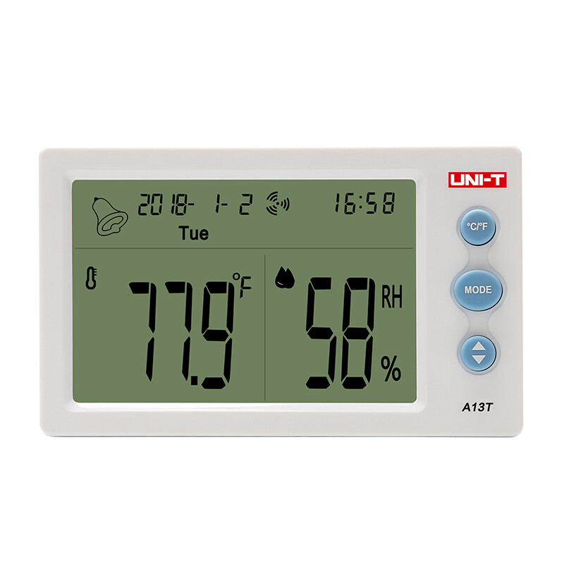 UNI-T A13T household digital display temperature and humidity meter high-precision multi-function large screen clock alarm clock indoor thermometer