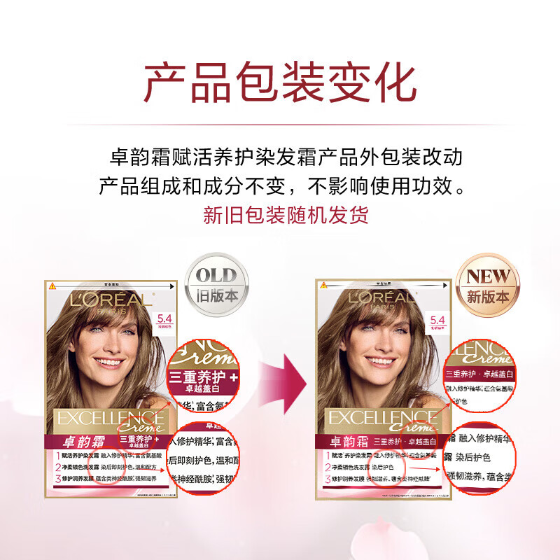 L'Oreal Zhuo Yun Cream Hair Care and Hair Dye Cream #5.4 (Light Copper Brown) Non-Hazardous Hair Dye Cream Hair Dye Covering Whitening Unisex