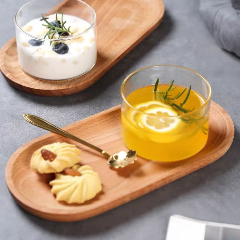 Wilkie wooden tray solid wood wooden tea tray wooden tray fruit tray breakfast tea tray wooden snack tray coffee saucer coffee oval tray 10*18cm
