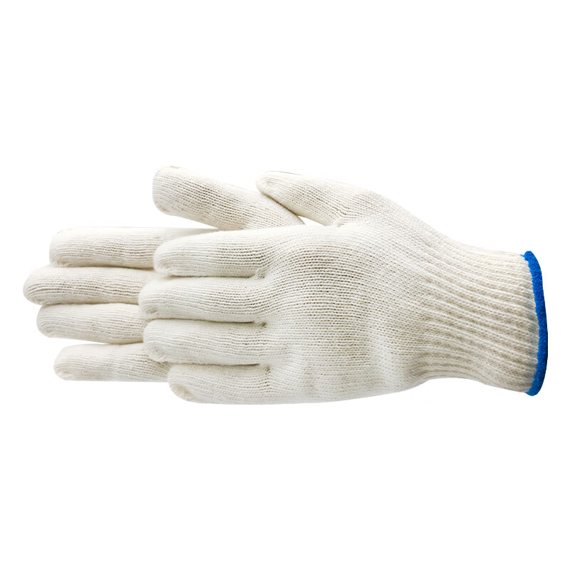 Teweiqiang cotton thread labor protection gloves 30 pairs/pack 500 blue edge thickened non-slip wear-resistant industrial white cotton yarn