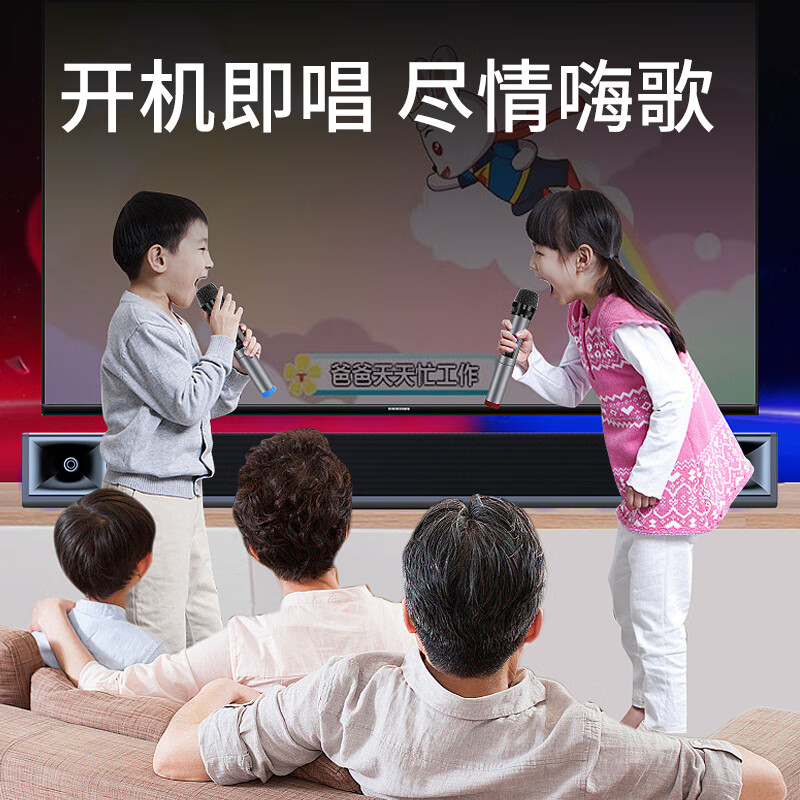 Newmine Echo Wall Audio TV Audio Home Theater Karaoke Audio Home Living Room Speaker Wall Mount Audio Sound Bar Double Wheat Version