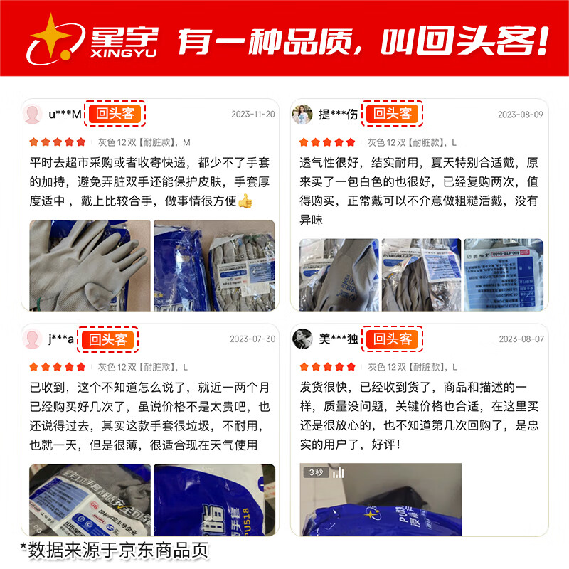 Xingyu dipped labor protection gloves PU coated palms summer breathable non-slip lightweight electronics factory assembly protection 12 pairs/pack PU518 gray L genuine licensed goods