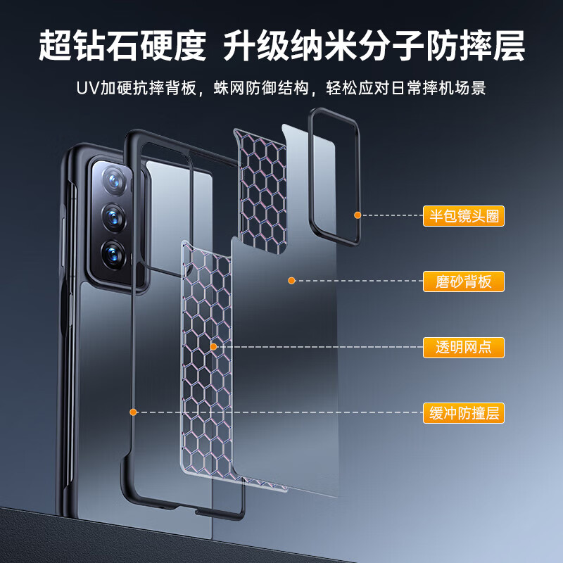 KEKLLE is suitable for Honor magic V2 mobile phone case Honor magic V2 folding screen mobile phone protective cover frosted electroplating anti-fall male business ultra-thin anti-fall case feather sand black